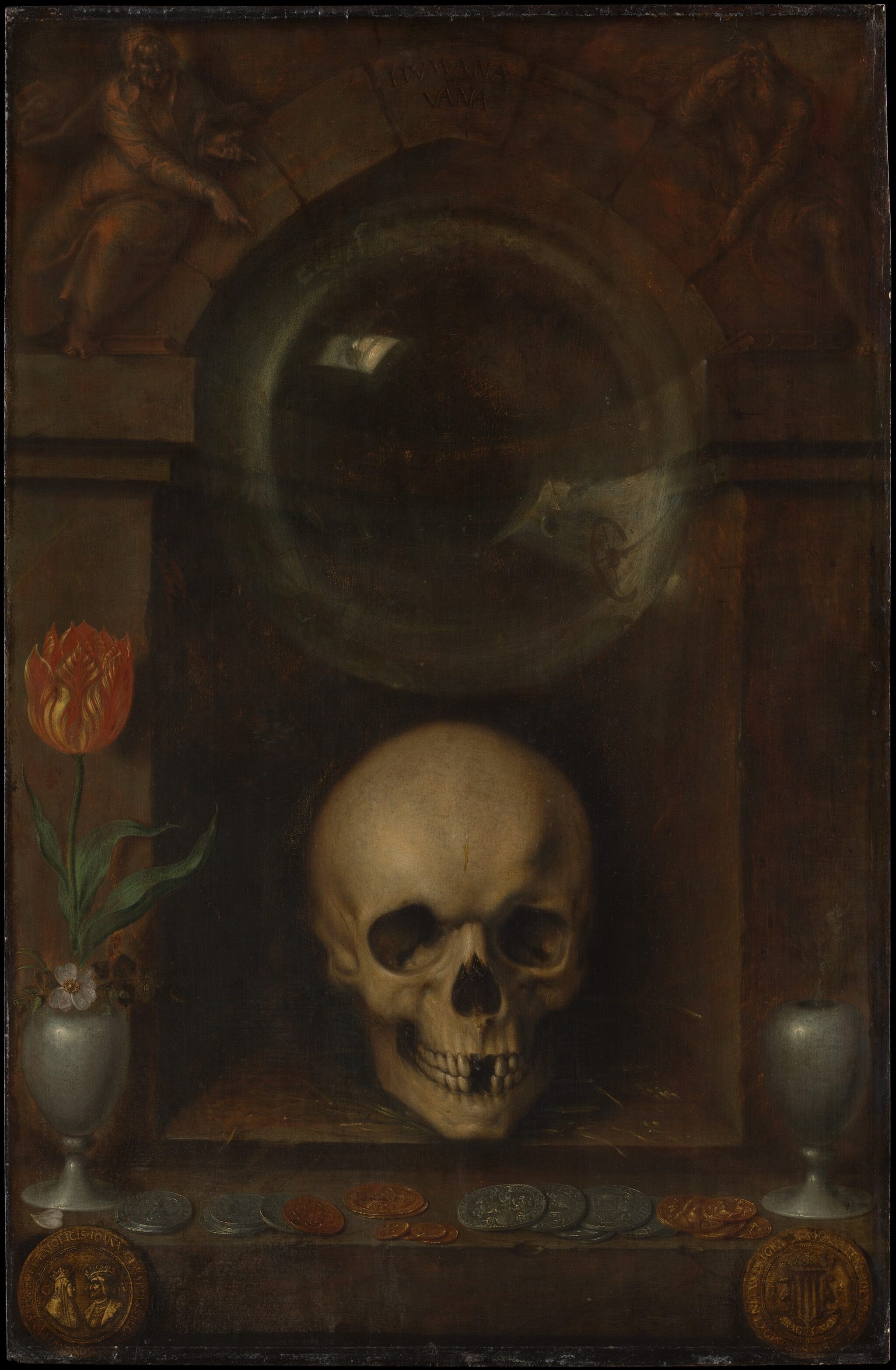 Vanitas Still Life – Jacques de Gheyn II, 1603 Vanitas Still Life von Jacques de Gheyn II mit Totenkopf und Symbolen der Vergänglichkeit